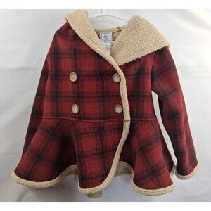 Mack & Co Girls Peplum Fleece Faux Sherpa Coat Size 2T
